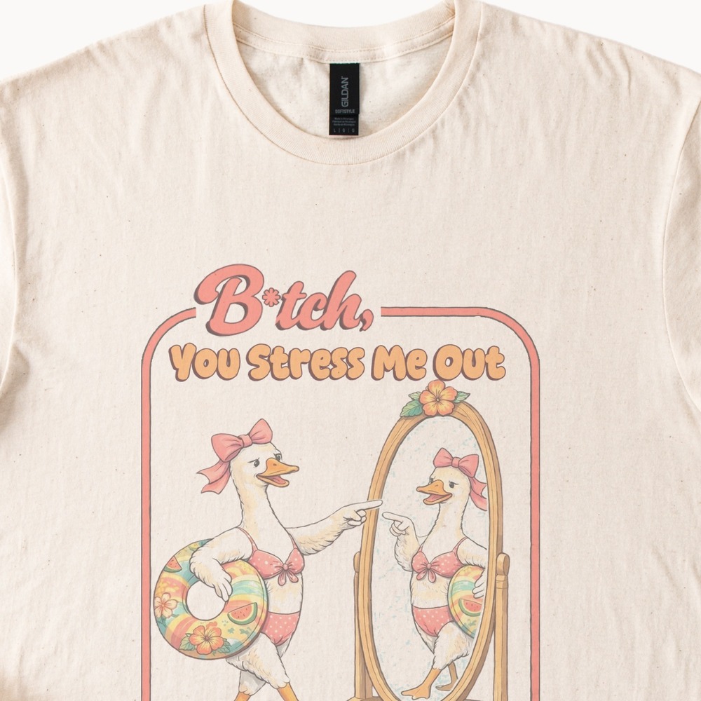Sarcastic Duck Mirror Graphic Tee Retro Beach Humor Shirt